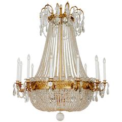 Large French Bronze Empire Glass Chandelier, circa 1880