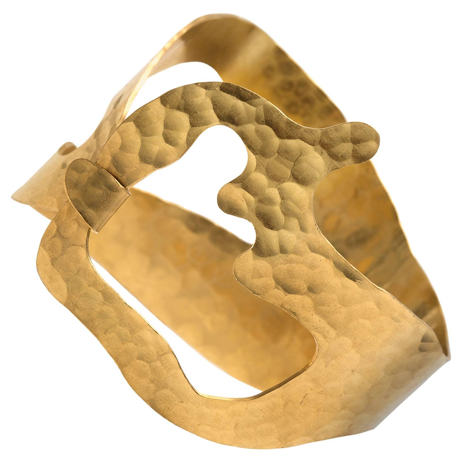 Bracelet "Rhea" Gold-Plated Hand-Hammered by Jacques Jarrige