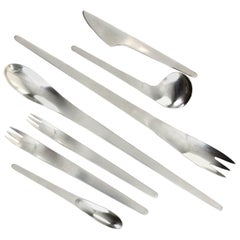 Arne Jacobsen AJ Flatware Aton Michelsen Silverware, 86 Pieces