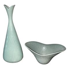 Gunnar Nylund Rörstrand Ceramic Bud Vase and Bowl Set