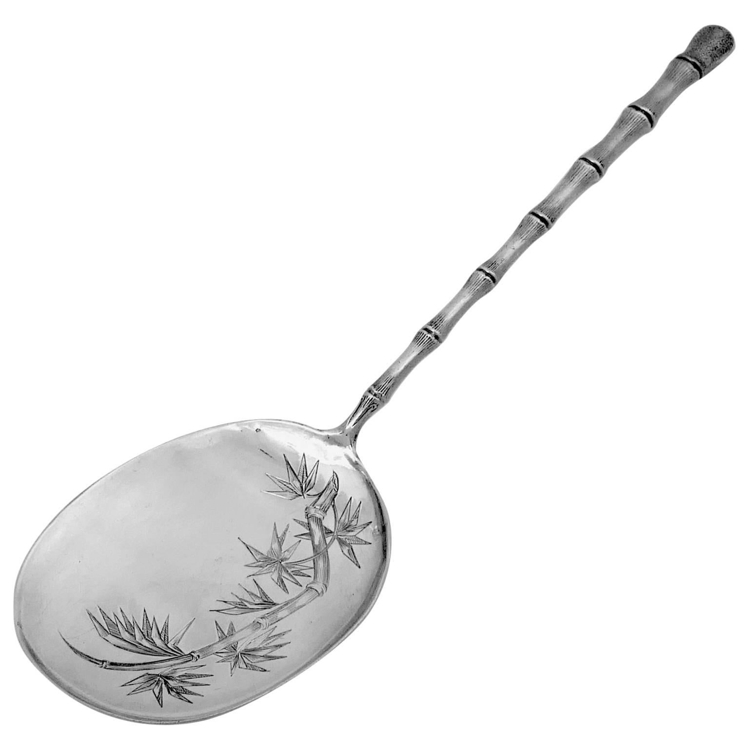 Puiforcat Rare French Sterling Silver Ice Cream Spoon Bamboo Model