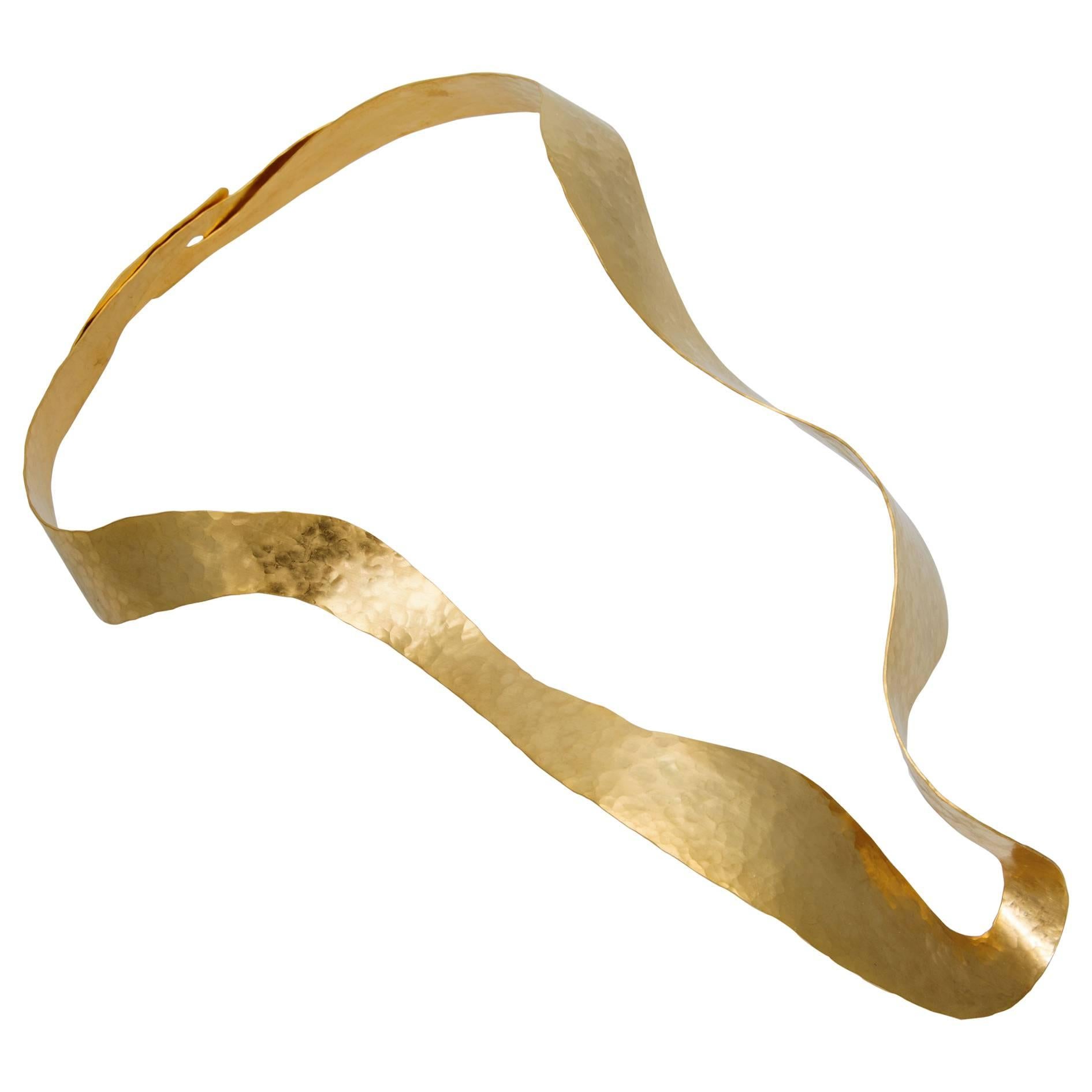 NECKLACE  by Jacques Jarrige Gold Plated and Hand-Hammered "Isadora" For Sale