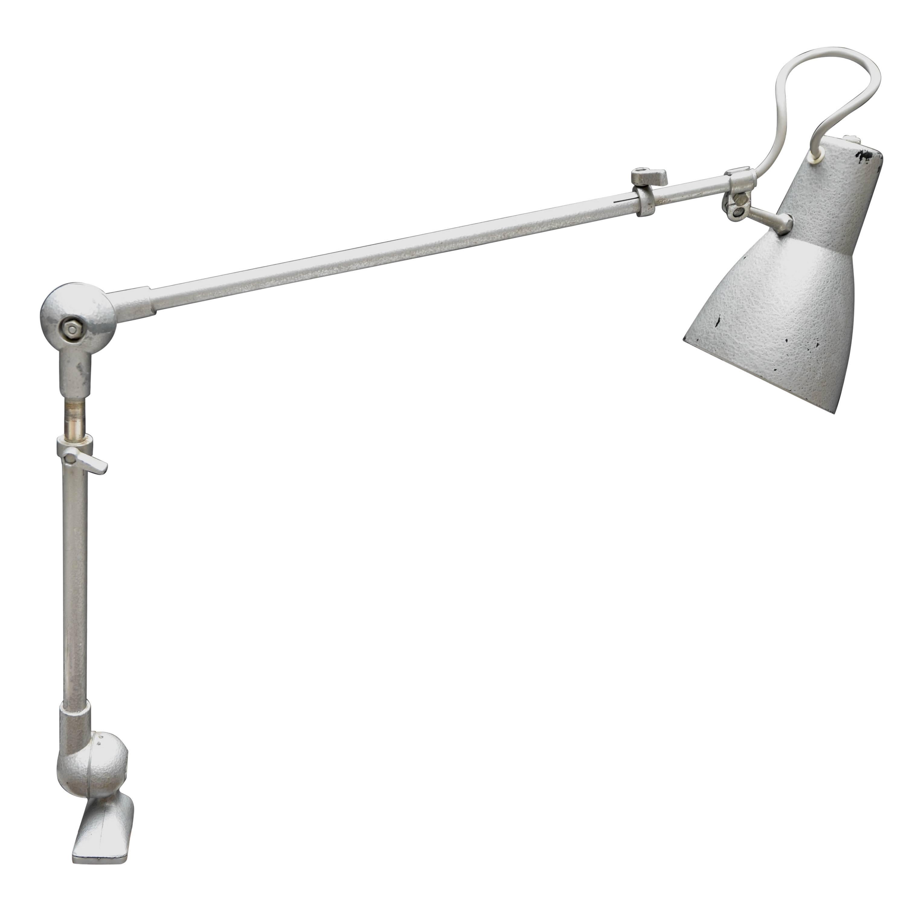 1960s AB Depose Grey French Workshop Clip on Desk Lamp For Sale