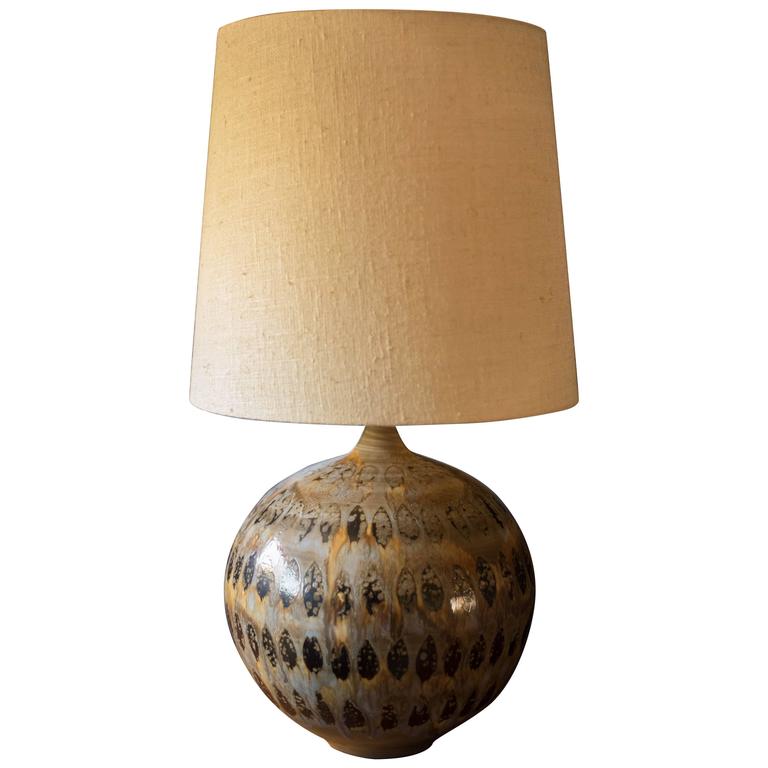 MidCentury Ceramic Pottery Glazed Lamp at 1stDibs