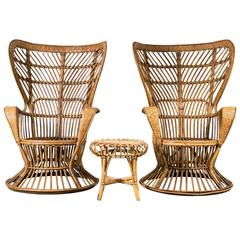 Pair of 1950s Wicker "Vimini" Chairs by Gio Ponti, Italy