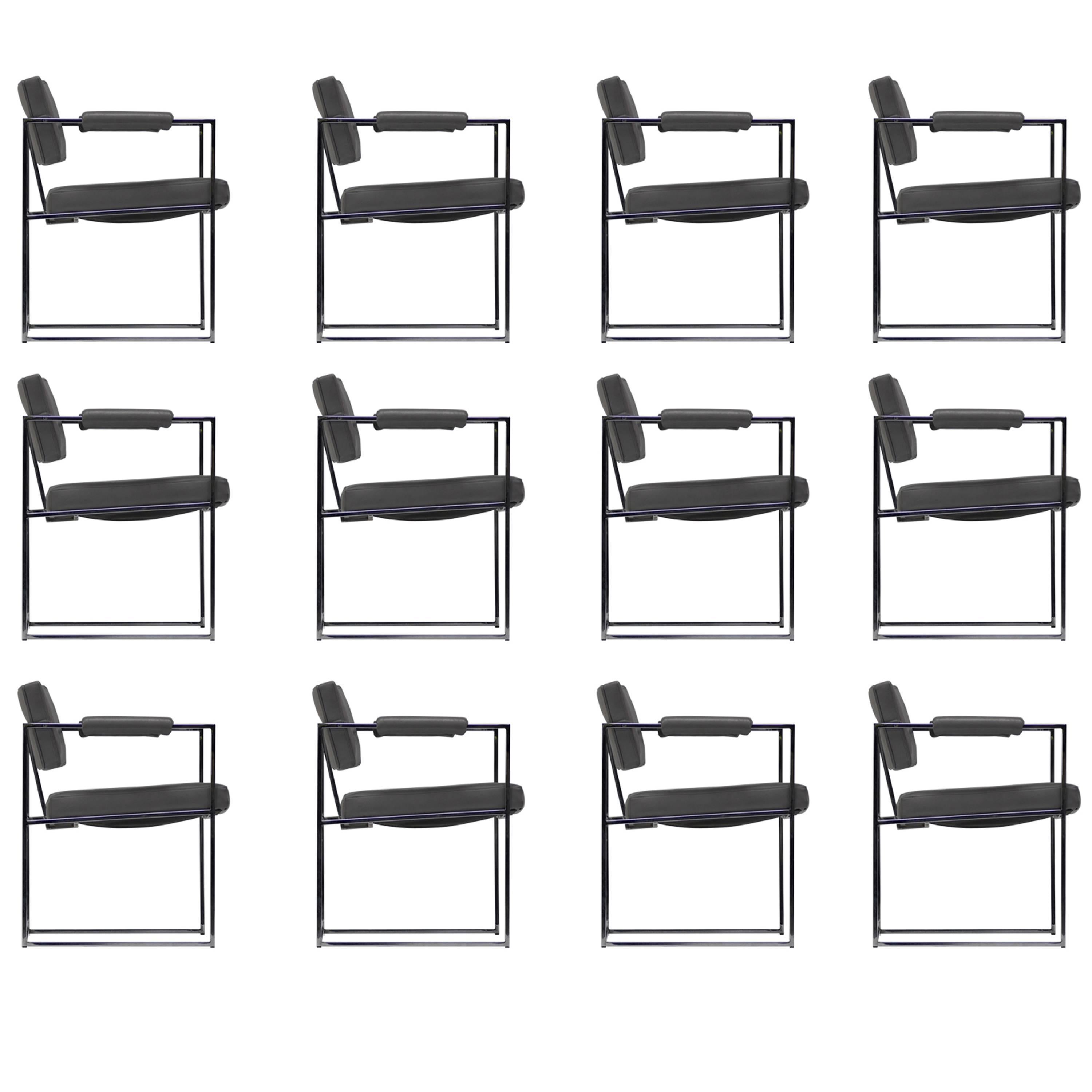 Twelve Thin Line Dining Chairs by Milo Baughman