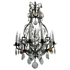 Mid-18th Century Style French Wrought Iron and Crystal Chandelier