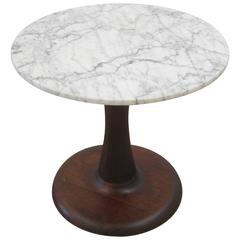 Vintage Scandinavian Modern Marble Side Table
