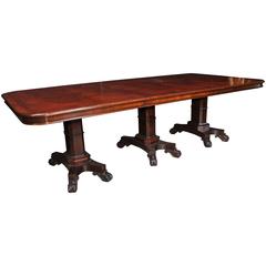 Regency Style Dining Table Mahogany Triple Pedestal Manner George Bullock