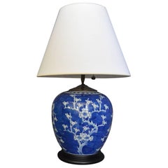 Antique Blue and White Cherry Blossom Lamp