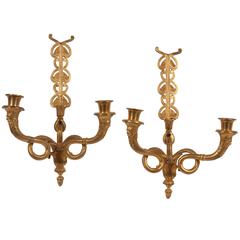 Pair of French 19th Century Gilt Bronze Wall Lights 10