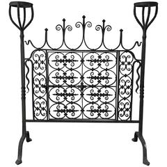 Antique 18th Century Wrought Iron Hand-Forged Fire Screen