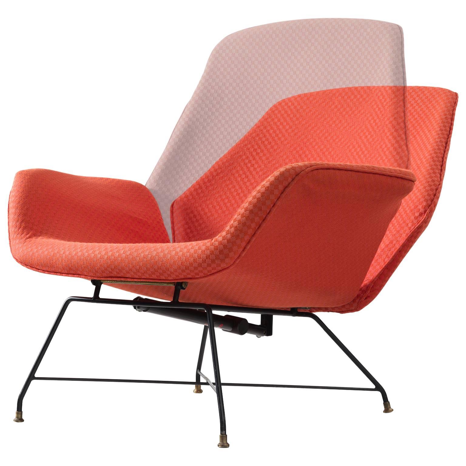 Augusto Bozzi Adjustable Orange Lounge Chair for Saporiti