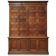 French Oak Notary Luxurious Clapet Drawer and Doors File Cabinet, circa 1900