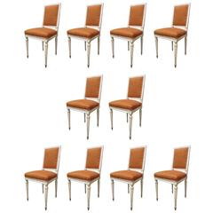 Set of Ten Chairs in the Style of Louis XVI, Signed by Jean Lemoque