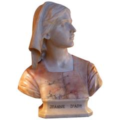 Late 19th Century Marble and Alabaster Sculpture Bust Jeanne d’Arc, circa 1890