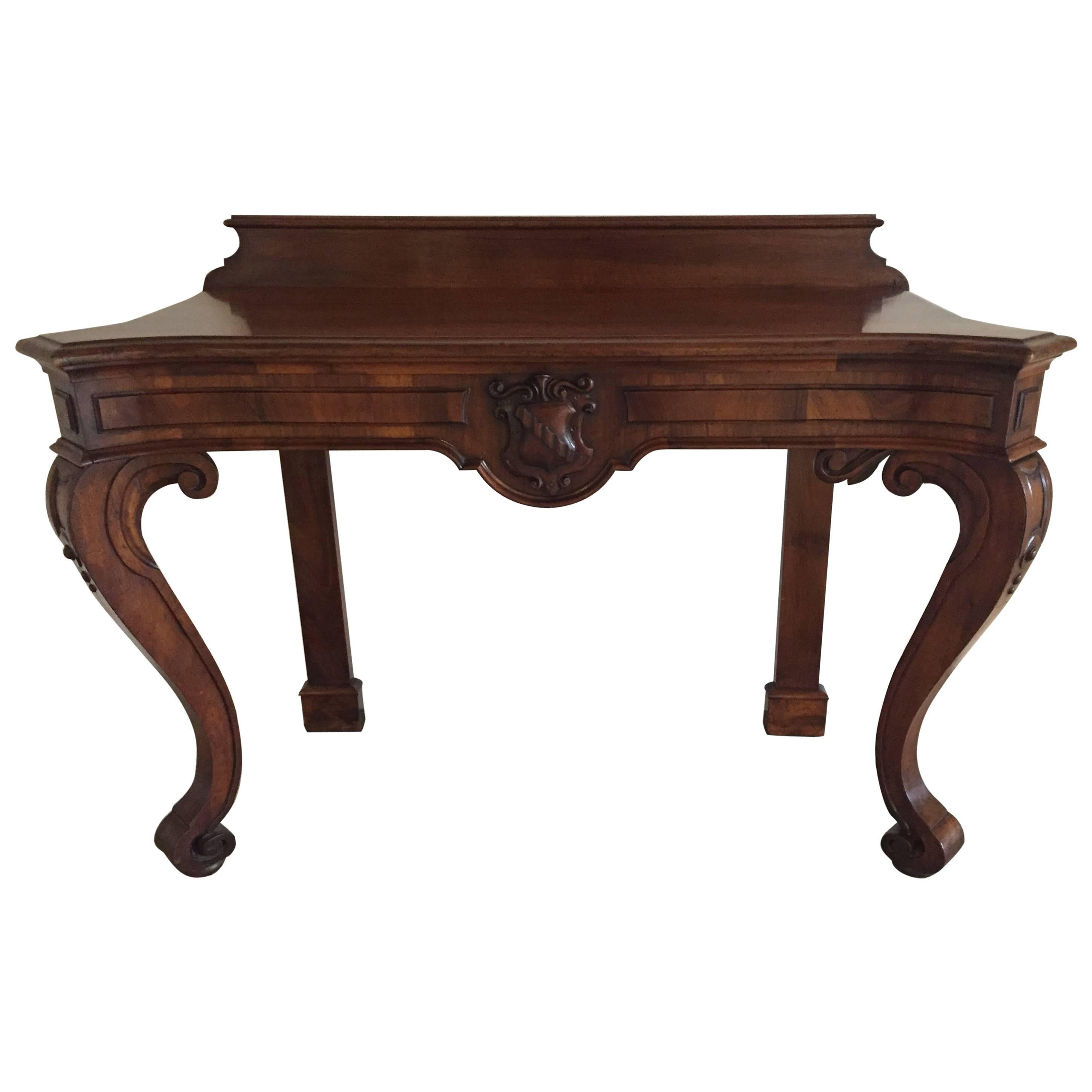 19th Century Mahogany Console with Coat of Arms, Irish For Sale