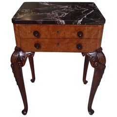 19th Century Chest of Drawers Side Table Marble-Top Carved Legs