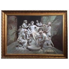 Apollo tended by the nymphs 61´x 84´ Large Italian 18th Century Style Old Master