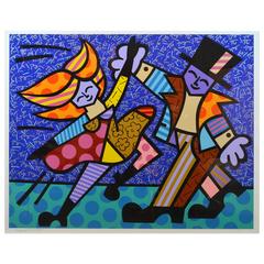 Used Large Romero Britto Serigraph 'Dancing Couple' Signed in Pencil, Annotated H.C.