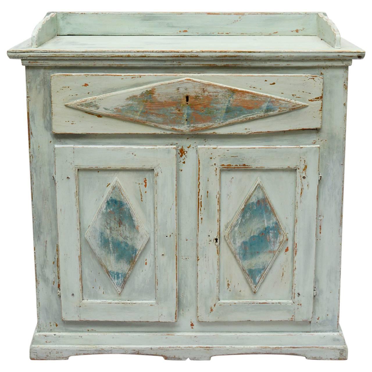 19th Century Swedish Gustavian Country Buffet in Blue and Grey Paint For Sale