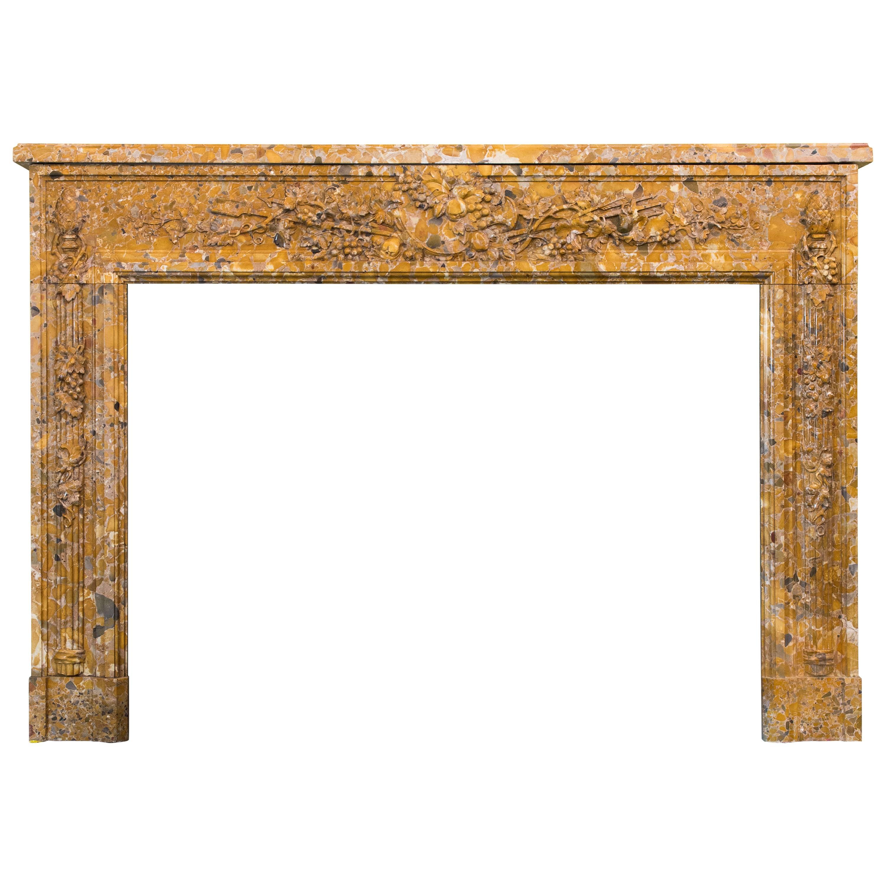 Nineteenth Century Belgian Breche D'Alep Fireplace