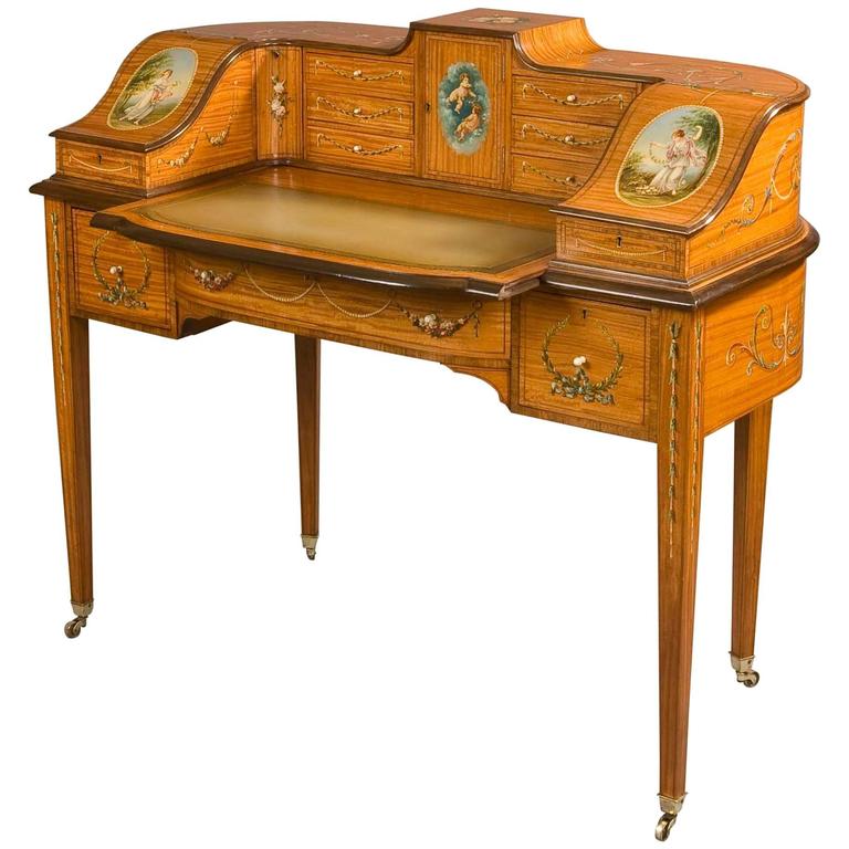 19th Century Satinwood Carlton House Writing Table In The 19th Century Satinwood Carlton House Writing Table In The Neoclassical Style For