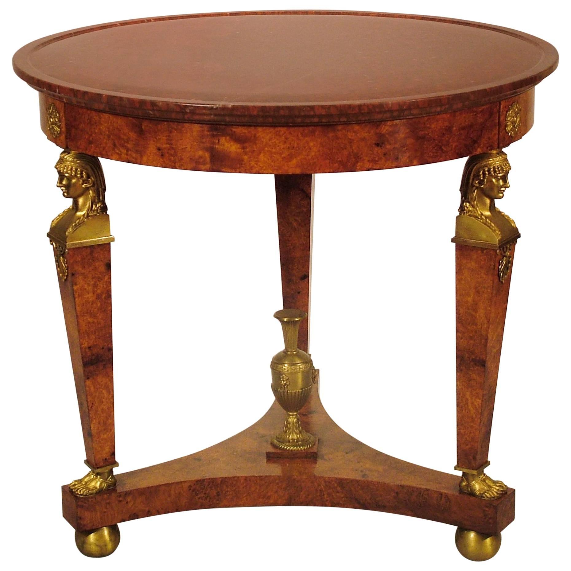 French Gilt and Marble Occasional Table in the Empire Style For Sale