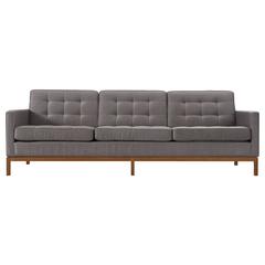 Florence Knoll Three-Seat Sofa with Wooden Base and Fabric Upholstery 3