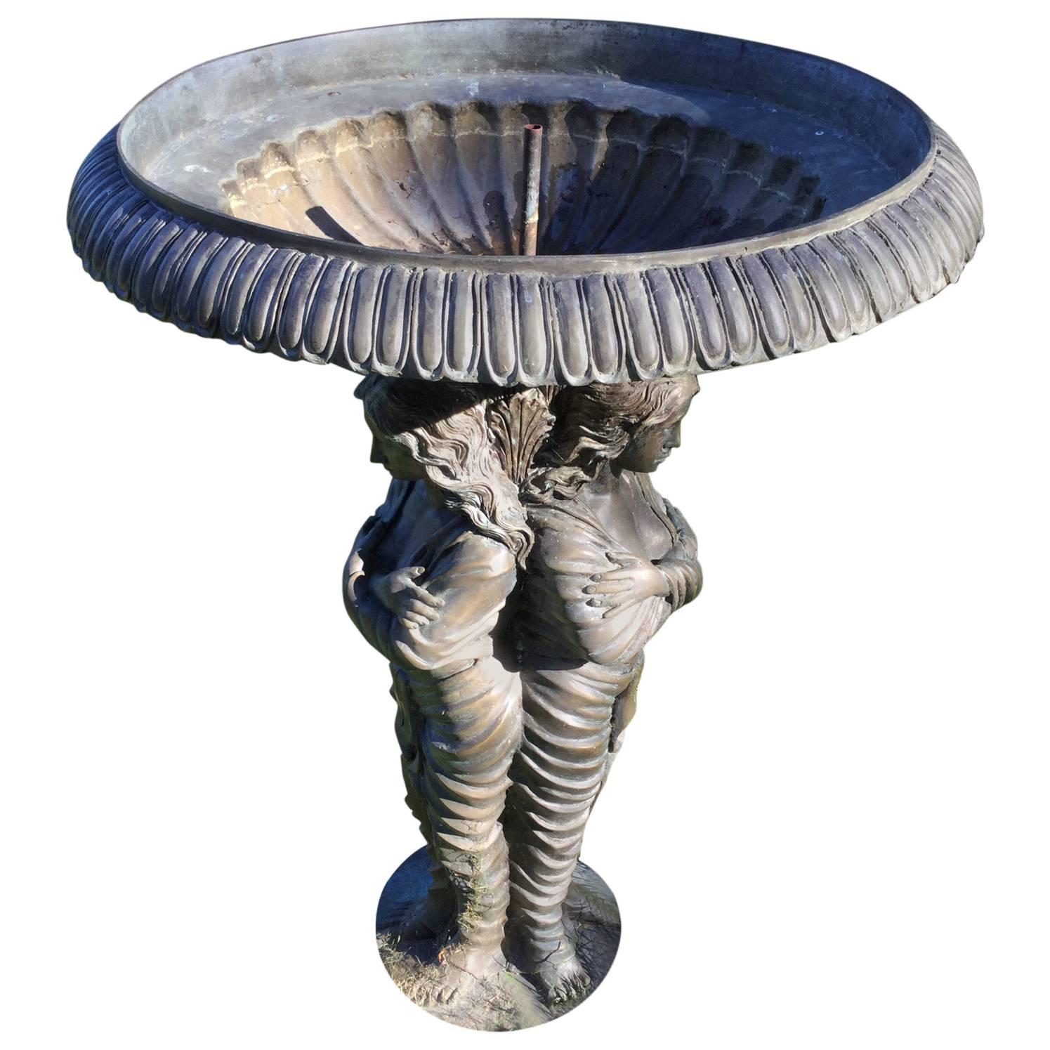 Bronze Garden Statue or Bird Bath