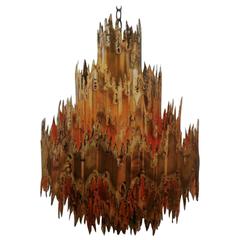 Large Brutalist Chandelier by Tom Greene for Feldman