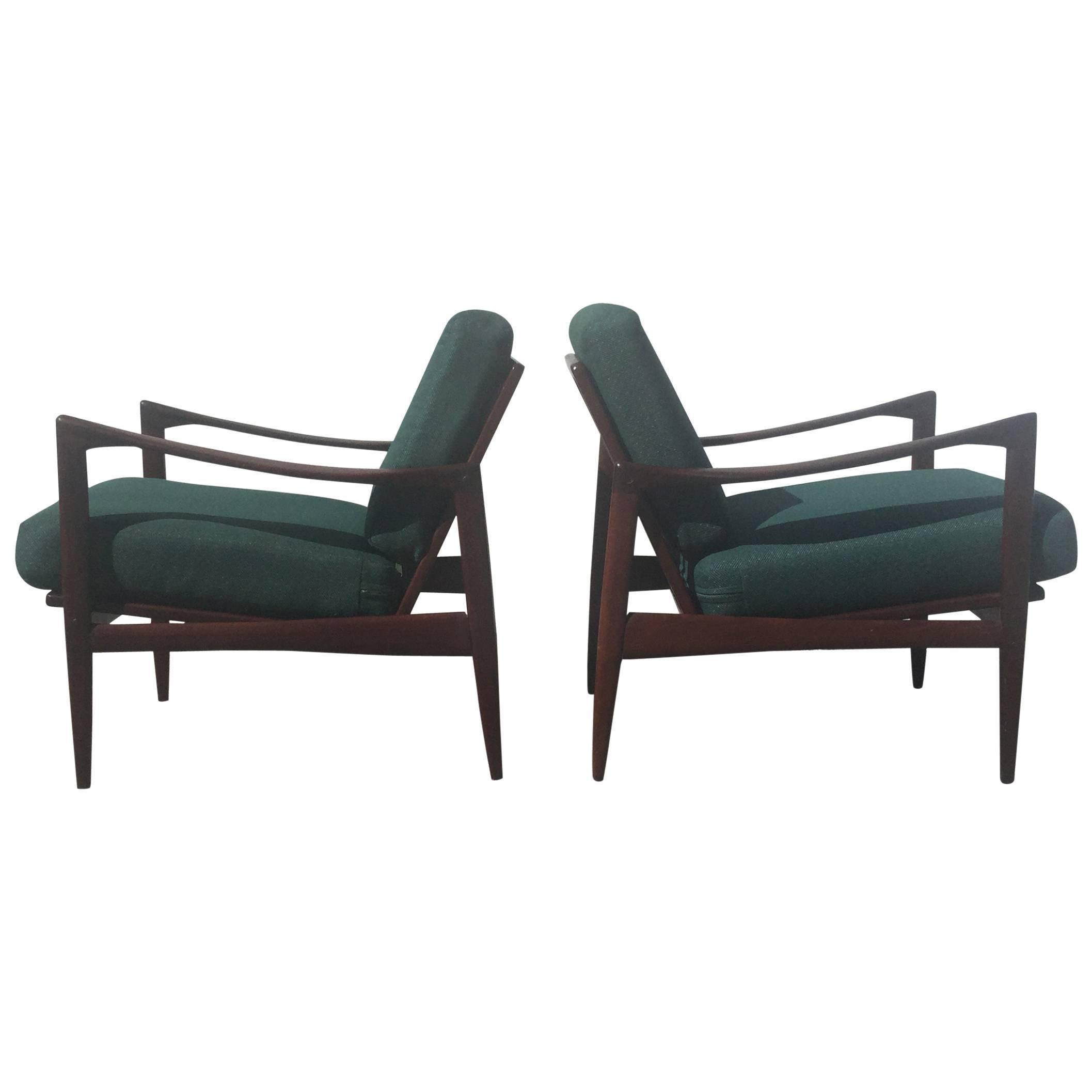 1960s Pair of Teak "Candidate" Lounge Chairs by Ib Kofed Larsen for Selig