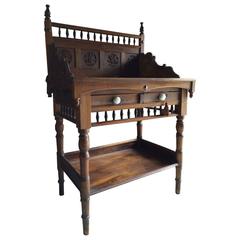 Antique Gothic Washstand Solid Elm Victorian 19th Century Small