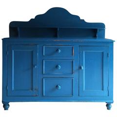 Antique Dresser Sideboard Credenza Blue Painted, Victorian, 19th Century