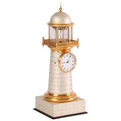 Antique French Gilt and Silvered Lighthouse Timepiece with Duplex Escapement, circa 1880