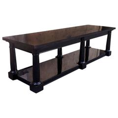 Maison Jansen Rare Extremely Long Neoclassic Black Lacquered Coffee Table