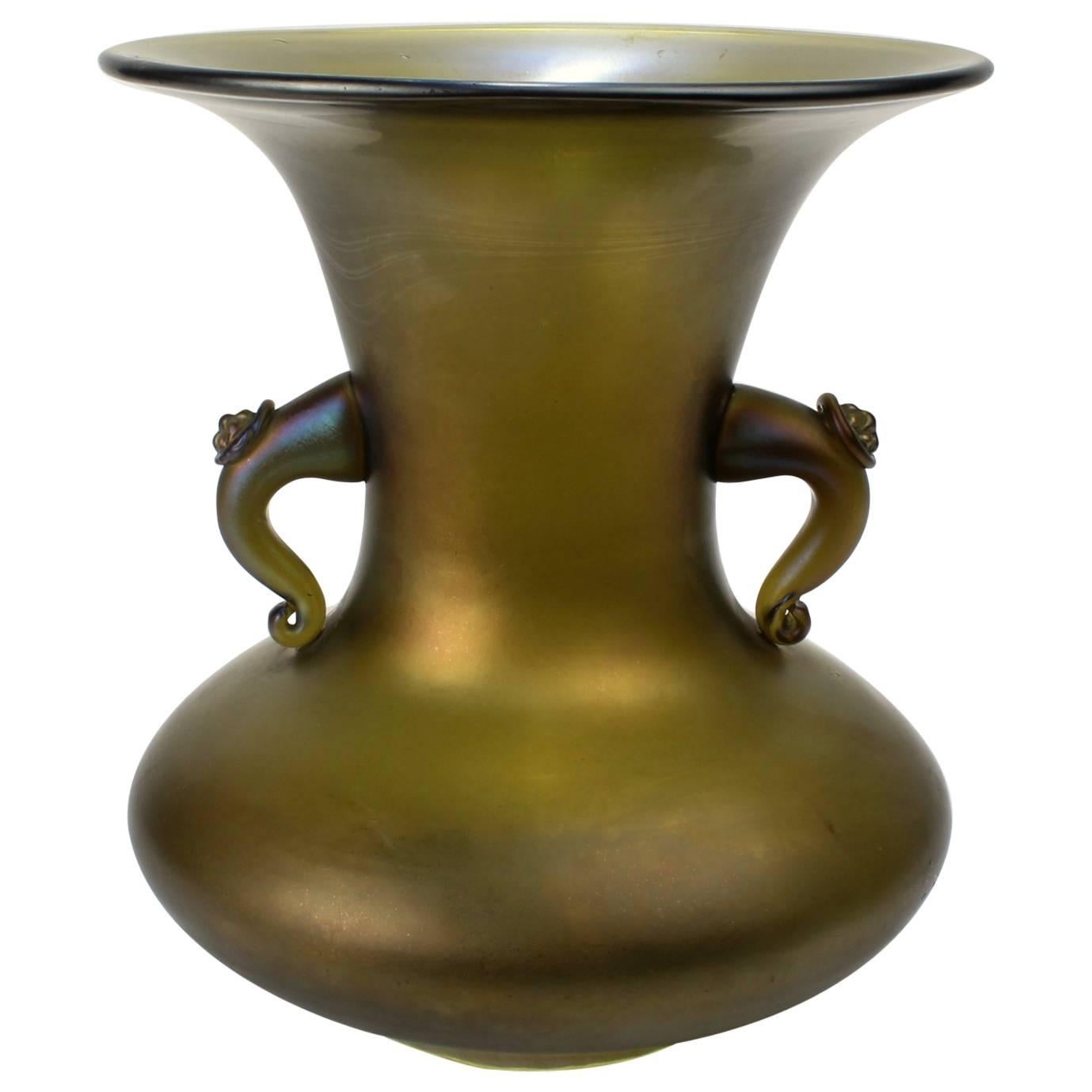 Antique Loetz Bronze Glatt Finish Art Glass Vase