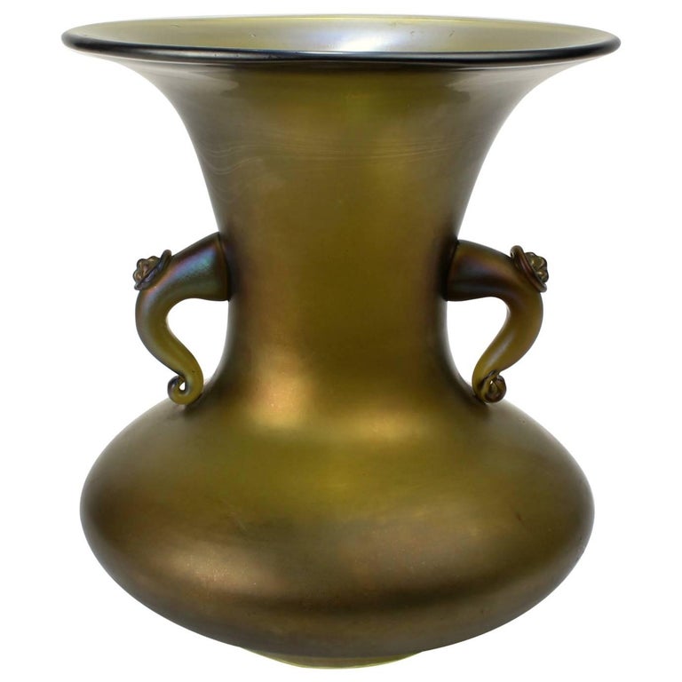Antique Loetz Bronze Glatt Finish Art Glass Vase For Sale at 1stDibs
