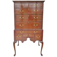 Antique Edwardian Mahogany George III Style Nine-Drawer Chest on Stand