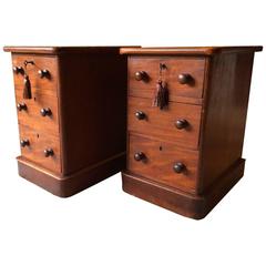 Antique Pair of Bedside Cabinet Tables Mahogany Victorian, 19th Century