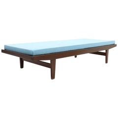 Light Blue and Oak Daybed Designed by Poul Volther for Illums Bolighus