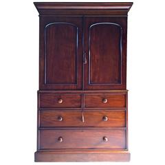Antique Linen Press Dresser Mahogany Chest, Victorian, Early 19th Century