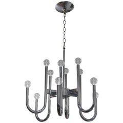 1970s Modern Chrome Chandelier by Lightolier 1970s Modern Chrome Chandelier by Lightolier