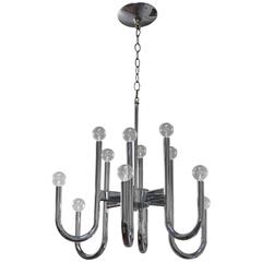 1970s Modern Chrome Chandelier by Lightolier 9