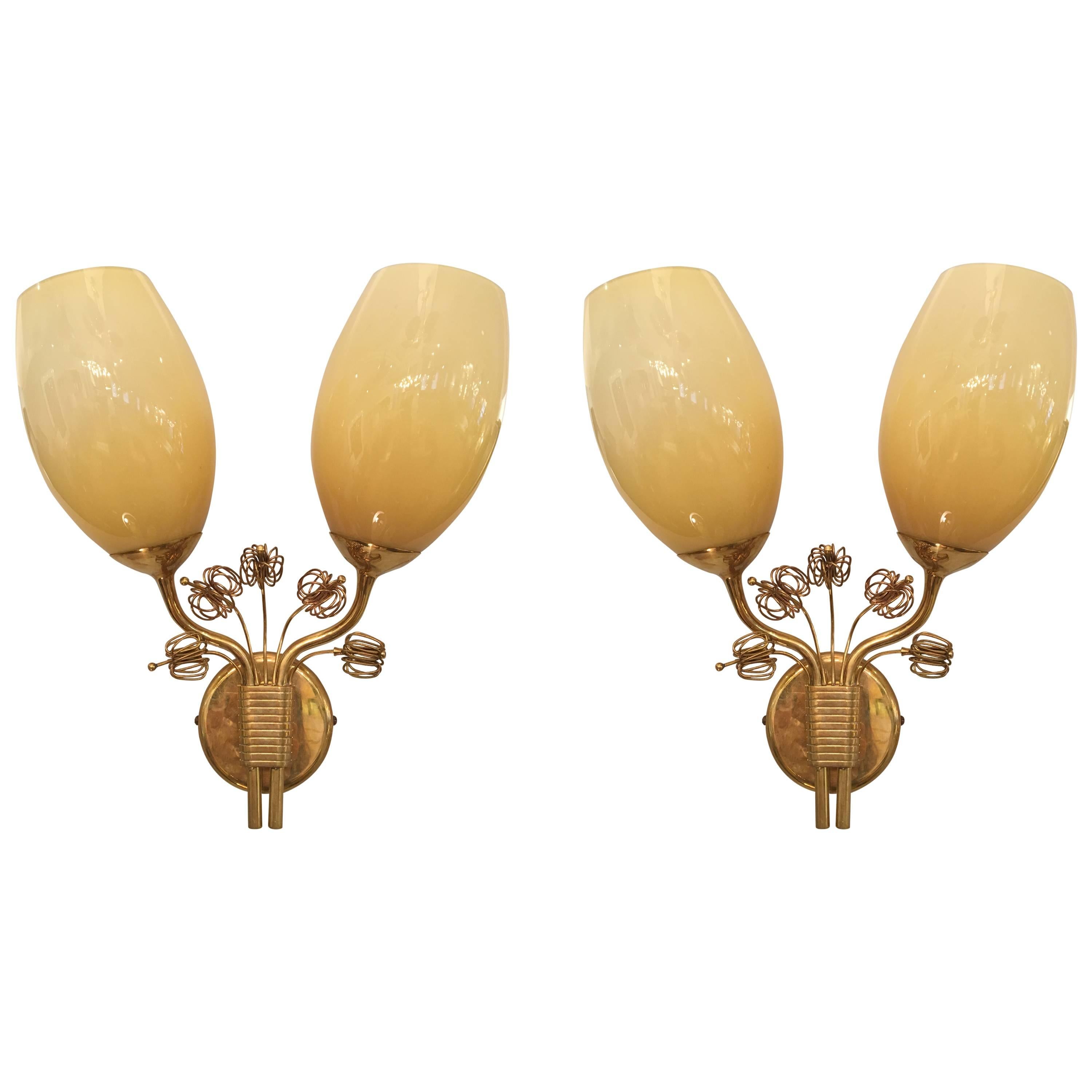 Pair of Paavo Tynell Sconces for Taito, 1940s