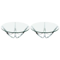 Pair of Coffee Tables by Tri-Mark, Glass and Chrome, 1970