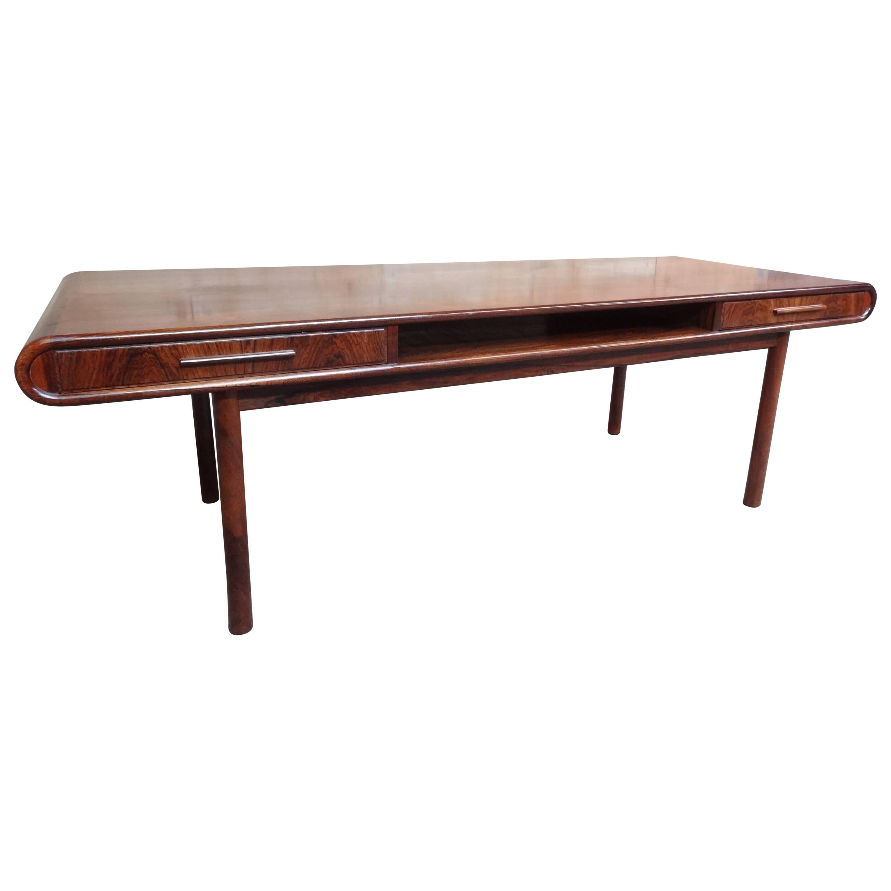 Exquisite Danish 1960s Retro Rosewood Coffee Table with Two Drawers