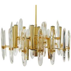 1970s Brass and Crystal Chandelier by Gaetano Sciolari 5