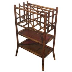 Antique English Victorian Bamboo Magazine Stand, 19th Century