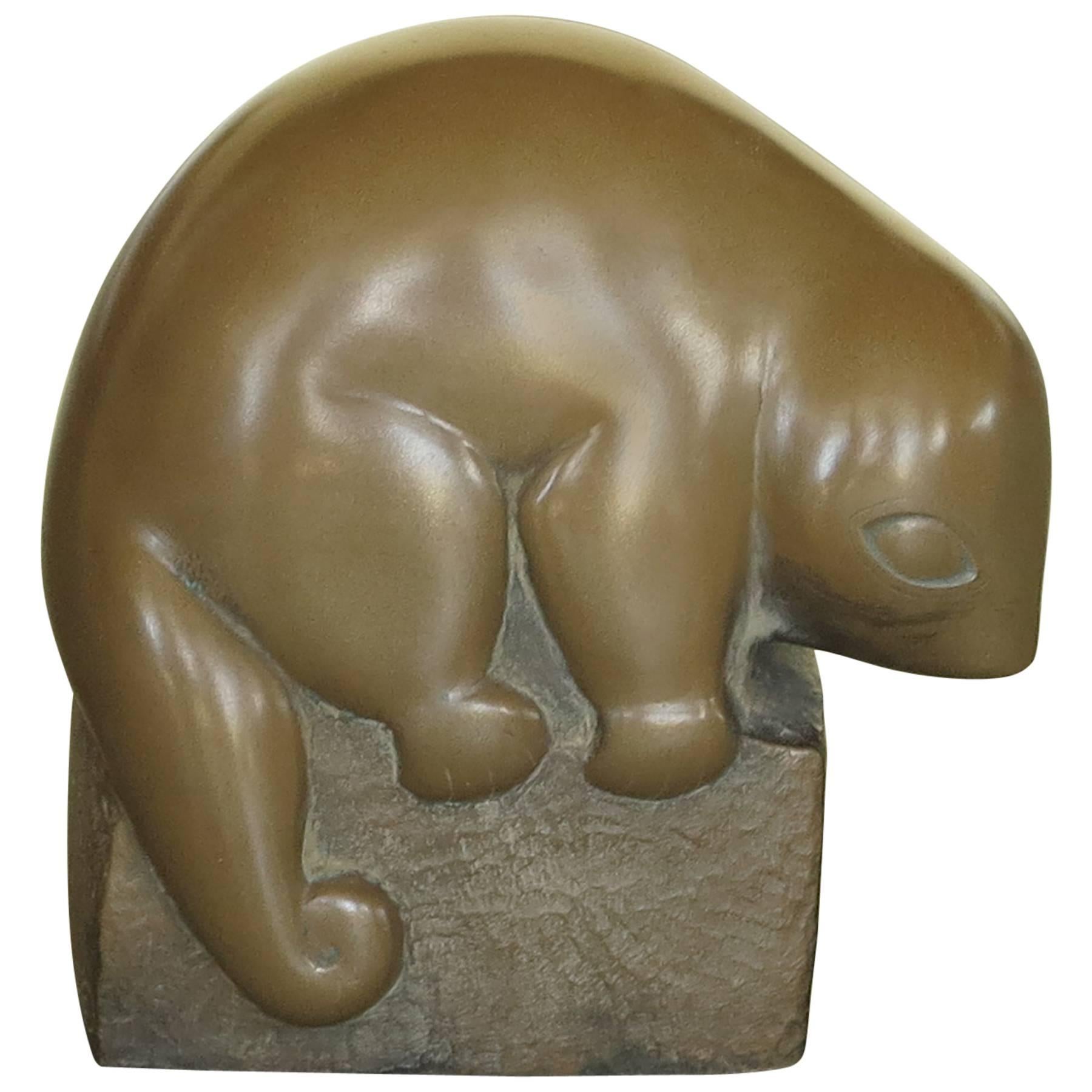 Marian Weisberg Bronze Finish Lemur Sculpture For Sale